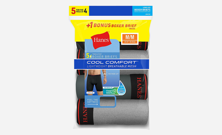 Hanes Men’s FreshIQ Cool Comfort Breathable Mesh Long Leg Boxer Brief